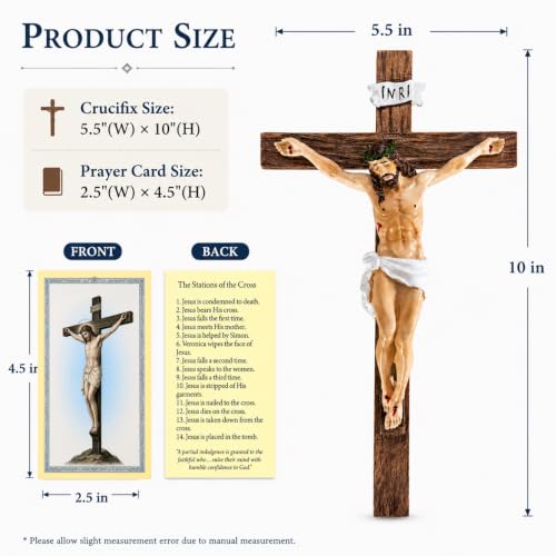 reviamz Crucifix Wall Cross 10 Inch,Jesus Cross Home Décor,Jesus Statue Catholic Hanging Cross for Wall Art,Religious Wall Crucifix Decor,Crucifijos Catolicos Cross Wall Decor