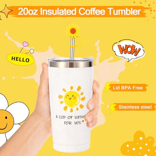 10Pcs Sunshine Gift for Women - Unique Care Package with Sunflower Gifts, Friendship Box of Sunshine for Mom Sister Wife, Get Well Soon & Birthday Present, Self Care Basket for Women Recovery - color: Yellow