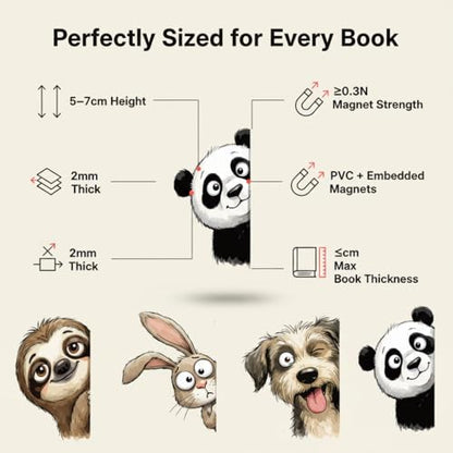 10PCS Funny Animal Magnetic Bookmarks - Cute Peek a Boo Page Markers for Books Magnetic Page Clips, Reading Accessories for Women Teachers Office Book Lover Birthday Valentines Christmas Gifts - style: Funny Animal Magnetic Bookmarks