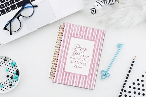 Green Christian Spiral Notebook Journal 5.5x8.3, Christian Gifts for Women Men, Bible Notebooks for Note Taking, Praise God from Whom All Blessings Flow Scripture Journals for Writing(Pink) - color: pink