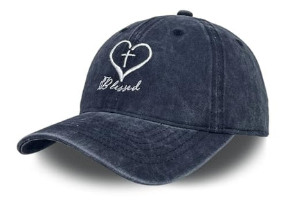 Cross Embroidered Hat for Men Women Dad Trucker Baseball Cap Adjustable - color: Love Cross Blue