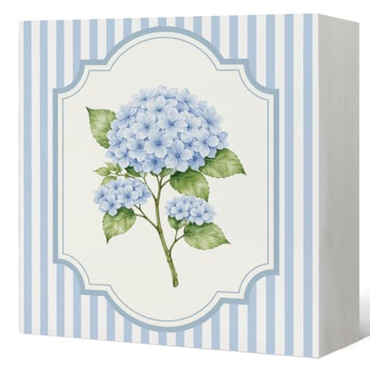 Blue Hydrangea Wooden Sign, Preppy Floral Wood Box Sign, - color: Flower-Hydrangea