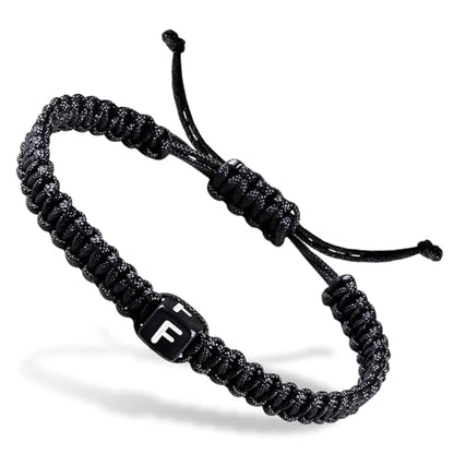 Handmade Letter Initial Bracelets A M K for Women Men Teens Cross Bracelet Black Rope Braided Jewelry Jesus Christian Bracelets Gift - color: F