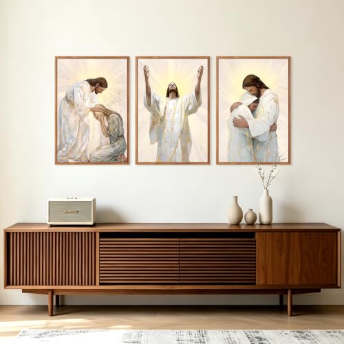 CHDITB 3D Textured Framed Jesus Embrace Woman Christian Healing Wall Art - color: 3D jesus religious wall art (large), size: 24"L x 36"W