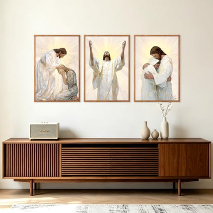 CHDITB 3D Textured Framed Jesus Embrace Woman Christian Healing Wall Art - color: 3D jesus religious wall art (large), size: 24"L x 36"W
