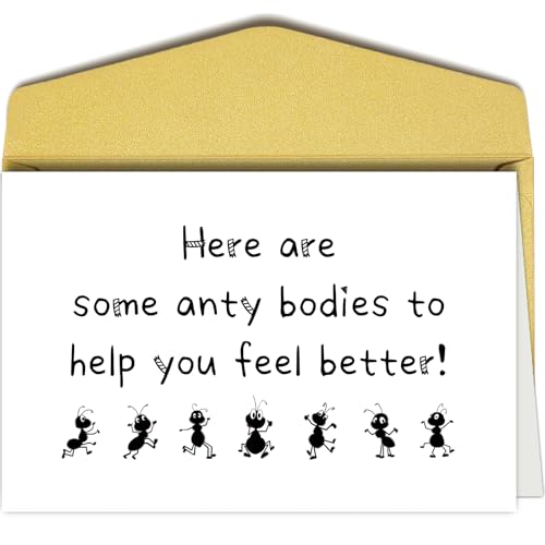 Funny Get Well Card for Men Women, Humor Sympathy Card for Him Her, Get Better Card, Encouragement Card, Here Are Some Anty Bodies To Help You Feel Better - color: Get Well Card