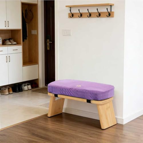 Bamboo Meditation Bench, Foldable Prayer Stool (Purple-Bag) - color: Purple-bag