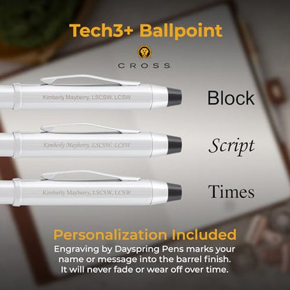 Cross Tech3+ Personalized Multifunction Pen in Lustrous Chrome with Stylus - color: Lustrous Chrome