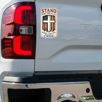 American Flag Cross 250th Anniversary Christian Car Decal - color: Stand for the Flag