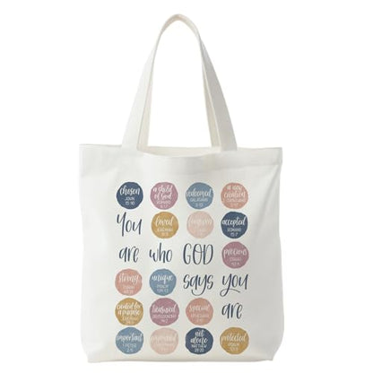 Christian Tote Bag for Women,Jesus Canvas Tote Bag,Christian Gifts for Women Faith - color: You Are Who God Say You Are