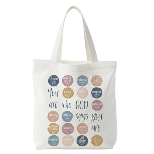 Christian Tote Bag for Women,Jesus Canvas Tote Bag,Christian Gifts for Women Faith - color: You Are Who God Say You Are