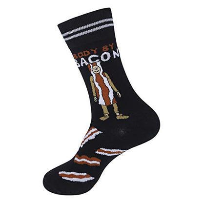 FUNATIC Socks with Funny and Profane Sayings, Sarcastic Gift for Men Women - color: Body By Bacon