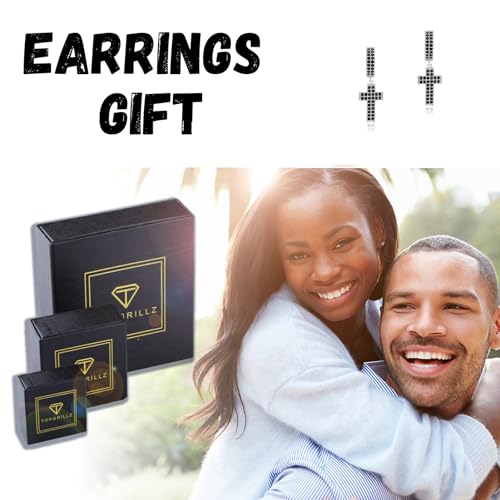 TOPGRILLZ Cross Hoop Dangle Earrings 925 Sterling Silver 5A+ Cubic Zirconia 14K Gold Hypoallergenic Cross Hoop Cuff Huggie Drop Earrings For Men Women - color: Cross 2 Silver Black