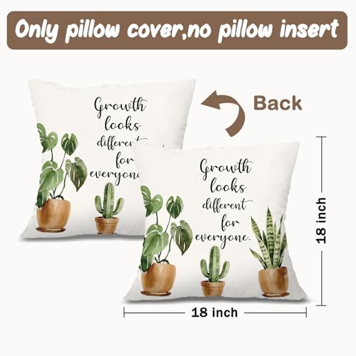 Mental Health Throw Pillow Cover 18x18,Plant Classroom Decor - color: Grow