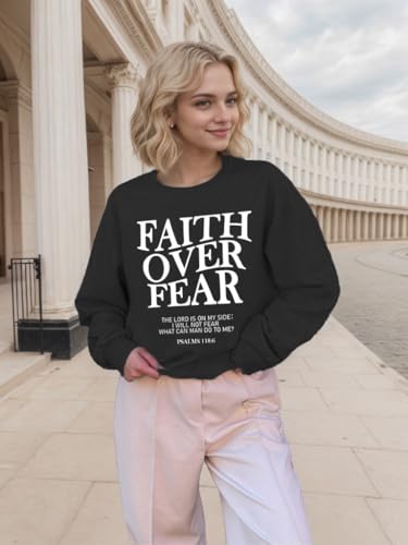AMWIPE Christian Sweatshirts for Women Oversized Faith Religious Sweatshirt - color: Dark Grey, size: Small