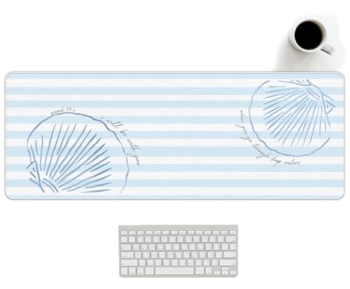 Beach Coastal Desk Mat Summer Blue Mouse Pad Large 31.5x11.8 - color: Blue Coastal Seashel, size: 31.5L x 11.8W inches