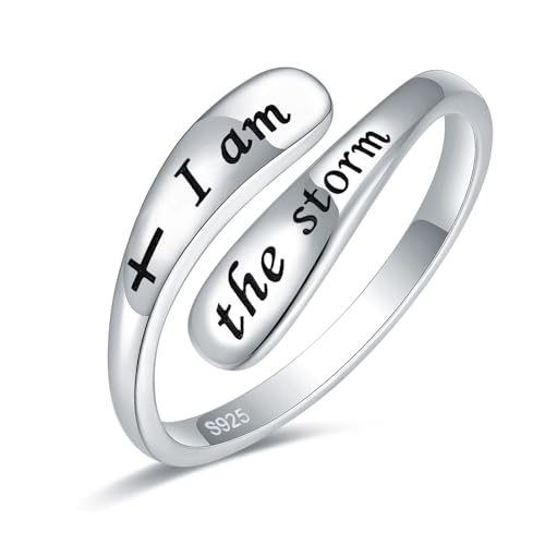 925 Sterling Silver Inspirational Adjustable Rings - Personality Encouragement Jewelry Gift For Women - style: I am the Storm
