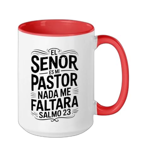 Spanish Christian With a Bible Verse Quote El Senor Es Mi Ceramic Mug, Red/White, 15oz - color: Red/White, size: 15 Ounces