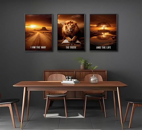 JWDXNOOK 3 Pcs Christian Faith Canvas Prints Wall Art 16x24 Inches Unframed - color: Yellowish brown, size: 16x24Unframed
