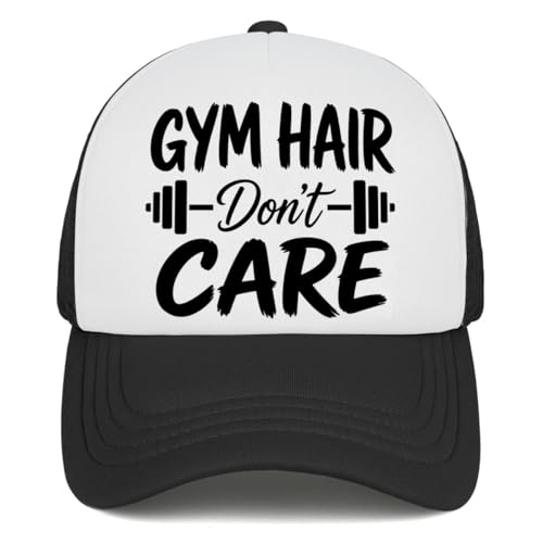 Funny Trucker Hats for Women Pink Black Men Funny Humor Hat for Girls Humor Hats - color: Gym Hair Don't Care