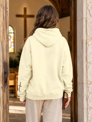 FAYALEQ Christian Sweatshirt By His Grace Letter Print Hoodie Christian Religious Sayings Sweater Bible Pullover Tops - color: Apricot, size: Medium