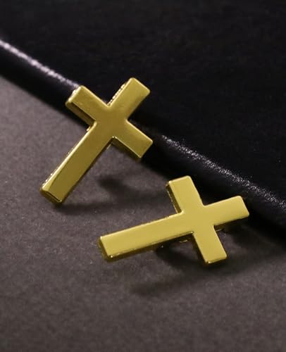 Cottvott Holy Spirit Enamel Dove Lapel Pins/Holy Chalice Pins Catholic Crucifix Jesus Cross Lapel Pins Religious Brooches Women Men Christian Party Favors - color: 10pcs-cross-gold color
