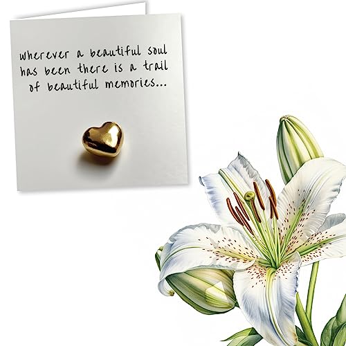 Nokular Sympathy Greeting Card – Wherever a Beautiful Soul Has Been – Gold Heart Design – Blank Inside (135 x 135 mm) – Made in UK – With Envelope