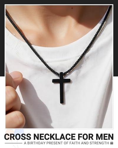 Birthday Gift Cross Necklace for Boy 8–30 Year Old with Joshua Card - style: 21st birthday