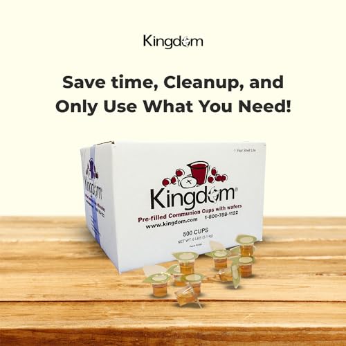 Kingdom Prefilled Communion Cup with Wafers(500ct-white juice) Sealed in a Single-Serving Container with Upto 1-Year Shelf Life,Perfect for Holy Eucharist Celebration in Hospitals,Summer Camps, & More - size: 500 Count (White Juice)
