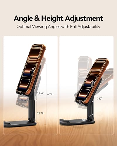 NKNZLY 2 Pack Cell Phone Stand for Desk, Foldable Mobile Phone Holder-Black