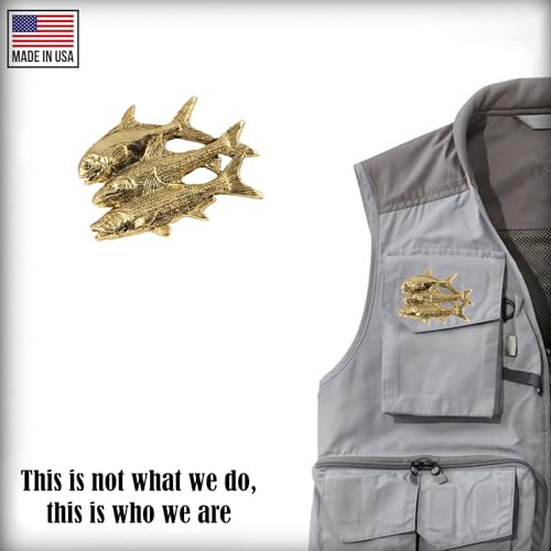 Grand Slam Bonefish Tarpoon Fish Pin, Pewter, Lapel, Hat, Pins, Brooch, Brooches, Jewelry, Gift, Handmade in the USA, 200 Fish Designs Available. S035PRZ - color: Gold Plated