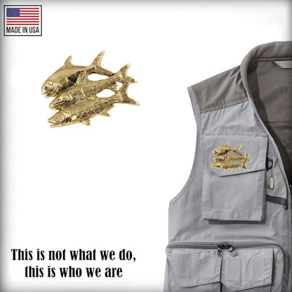Grand Slam Bonefish Tarpoon Fish Pin, Pewter, Lapel, Hat, Pins, Brooch, Brooches, Jewelry, Gift, Handmade in the USA, 200 Fish Designs Available. S035PRZ - color: Gold Plated