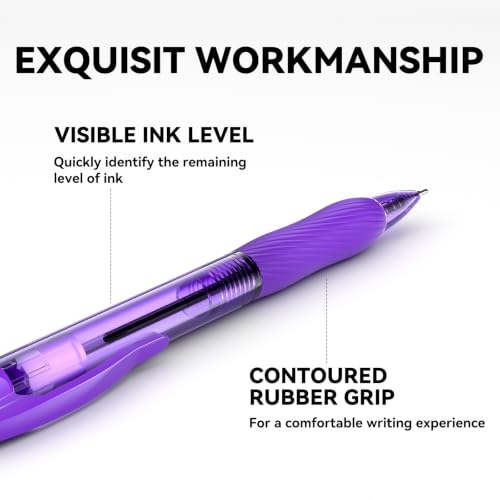 50 Pack Purple Ink Ballpoint Pen with Soft Grip, Bulk Pens 1.0mm - color: Purple
