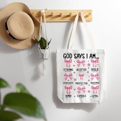 FBB Christian What's the Best that Could Happen Inspirational Tote Bag - color: God Say I Am - 1