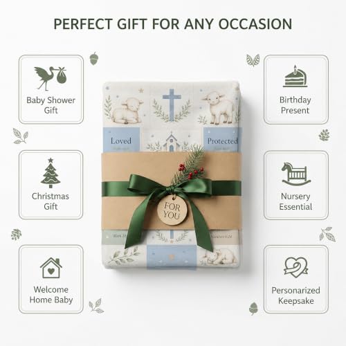 Personalized Baptized in Christ Lamb Baby Blanket, Custom Baptism Blanket - color: White #3