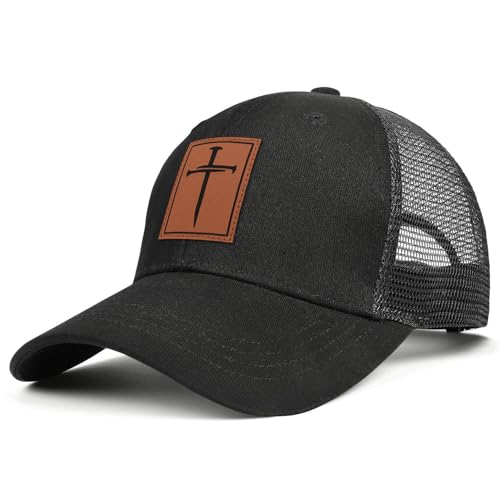 Christian Jesus Cross Trucker Hat Faith Hats for Men Women Religious Gifts - color: C-black