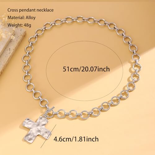 Pearl Cross Necklace Big Cross Pendants Necklaces for Women Chunky Pearl Necklace Gothic Cross Necklace Punk Vintage Cross Jewelry Women - style: Silver 04