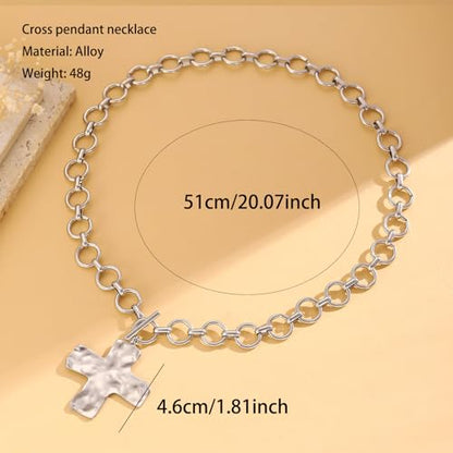 Pearl Cross Necklace Big Cross Pendants Necklaces for Women Chunky Pearl Necklace Gothic Cross Necklace Punk Vintage Cross Jewelry Women - style: Silver 04