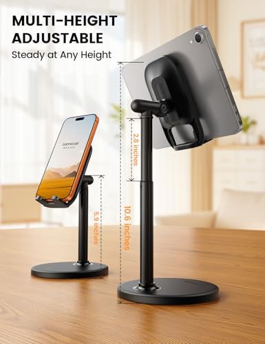 Lamicall Cell Phone Stand for Desk - [Height Angle] Adjustable Phone Holder - color: Black