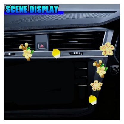 5PCS Peach Blossoms Car Dashboard Decoration (Yellow) - color: Yellow