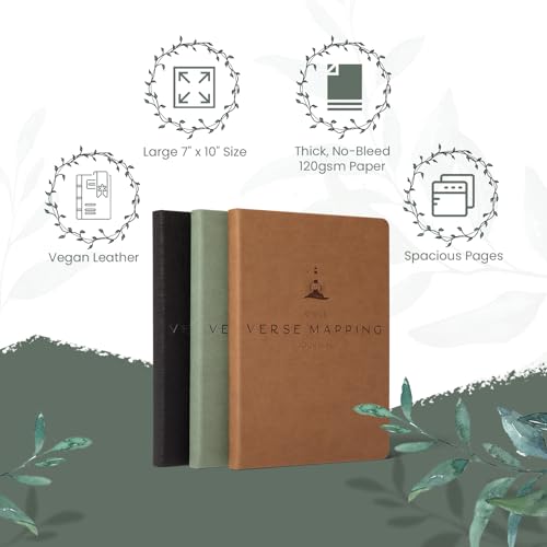 Graceful By Design Bible Verse Mapping Journal, Vegan Leather - color: Camo Green