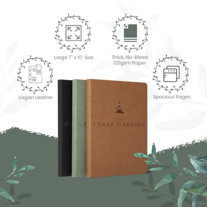 Graceful By Design Bible Verse Mapping Journal, Vegan Leather - color: Camo Green