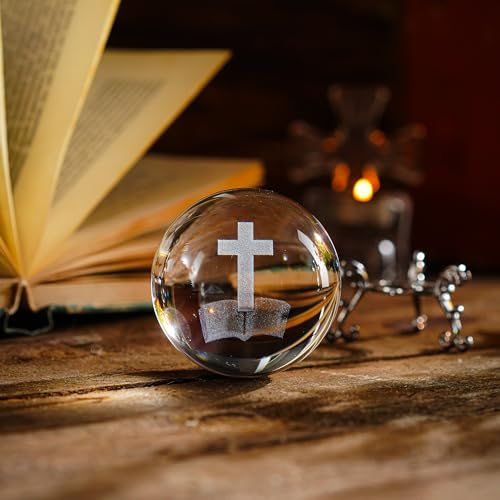 ZEERSHEE 3D Laser Cross Crystal Ball Christian Gift Religious Home Decor - style: Holy Bible