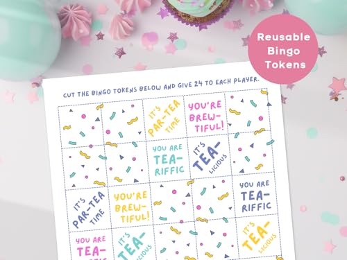 Markt Birthday Party Games for Kids, Girls Birthday Games, Kids Bingo Game, Pink Game, Tea Party Favors (20 Pink Bingo Cards) - color: Tea Party Bingo – Pink