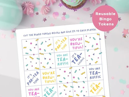 Markt Birthday Party Games for Kids, Girls Birthday Games, Kids Bingo Game, Pink Game, Tea Party Favors (20 Pink Bingo Cards) - color: Tea Party Bingo – Pink
