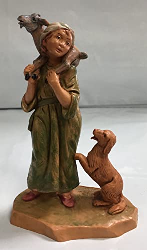 Fontanini by Roman Inc., Ethan The Shepherd, 5" Shepherd Collection, Nativity Figure and Accessories, Hand Sculpted and Painted