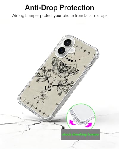 Magical Moth Plant Phone Case Compatible with iPhone 17, Witchy Moon Stars Mystic Eyes Phone Cover for iPhone 17 - color: Witchy Moth Plant