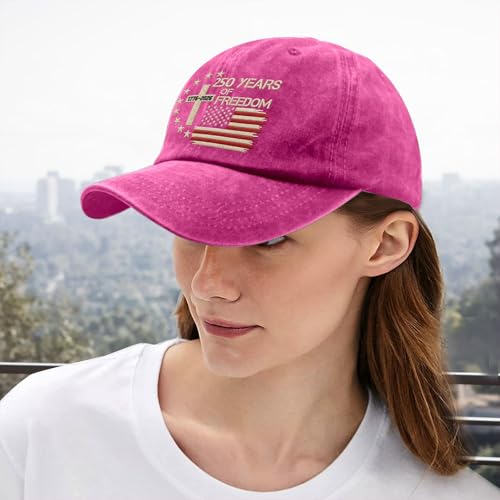 US 250th Anniversary Hat, Patriotic Embroidered Cap, 1776-2026 Freedom Celebration, 250 Years American History Gift Patriots - color: Us 250 Years Freedoms 1776-2026 250th Birthdayrose Red Color1