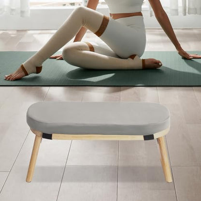 Meditation Bench, Folding Yoga Kneeling Stool, Portable Bamboo Prayer Cushion, Japanese Floor Chair (Grey) - color: Grey