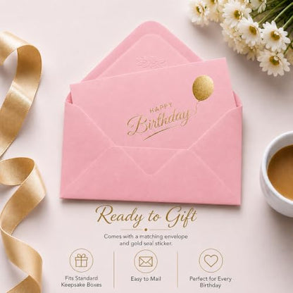 Happy Birthday Cards with Envelopes and Stickers, 24 Pack, Dusty Pink Greeting Cards with Gold Foil Balloon Design, Elegant Birthday Card Set for Friends, Family, Clients (Dusty Pink) - color: Dusty Pink